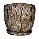 6" Creamy Chestnut Floral Cutout Orchid Pot