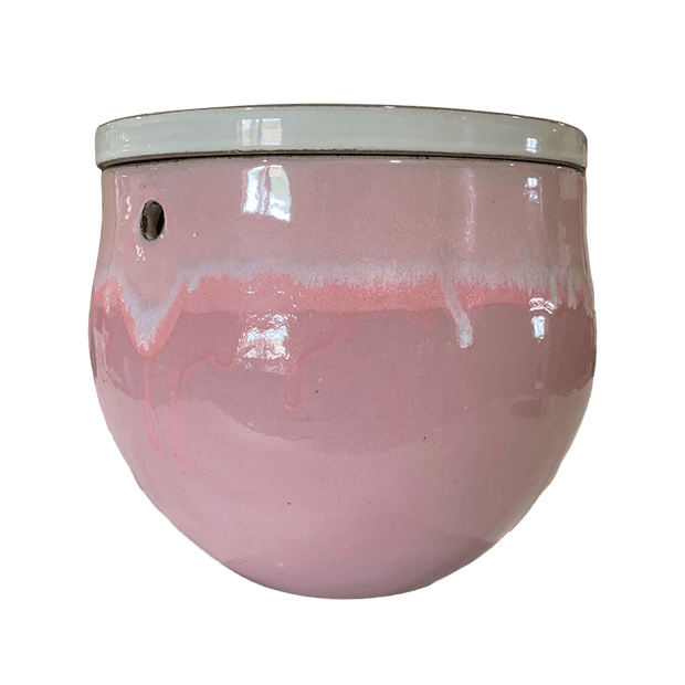 12" Cream Over Cotton Candy Teardrop Self Watering Pot