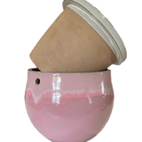 12" Cream Over Cotton Candy Teardrop Self Watering Pot
