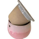 8" Cream Over Cotton Candy Teardrop Self Watering Pot