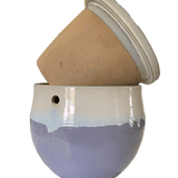 12" Cream Over Lavender Teardrop Self Watering Pot