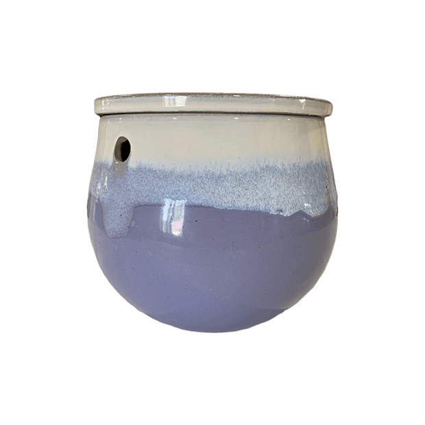 8" Cream Over Lavender Teardrop Self Watering Pot