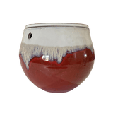 10" Cream Over Garnet Teardrop Self Watering Pot