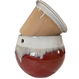 10" Cream Over Garnet Teardrop Self Watering Pot