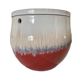 12" Cream Over Garnet Teardrop Self Watering Pot