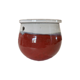 8" Cream Over Garnet Teardrop Self Watering Pot