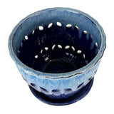 10" Sky Blue Over Cobalt Pinwheel Fluted Ceramic Planter