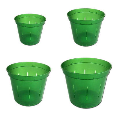 Growers Assortment of Green Emerald Slotted Orchid Pots