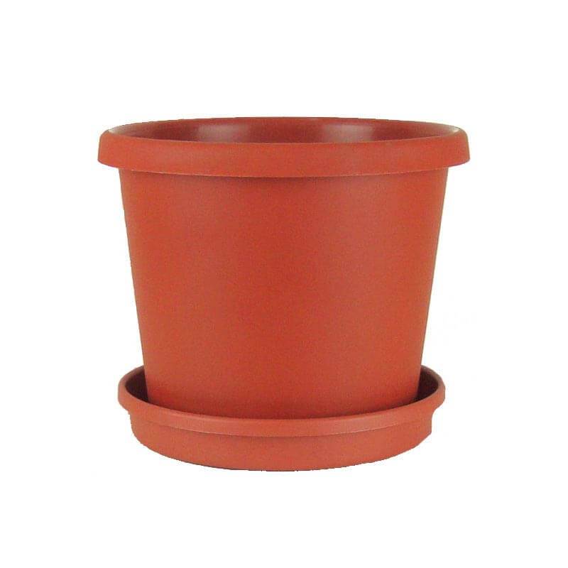 10" Terracotta Plastic Flower Pot with Saucer