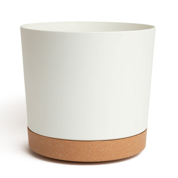 11.5" Contemporary Flower Pot with Saucer - Designer White