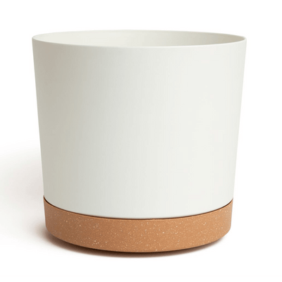11.5" Contemporary Flower Pot with Saucer - Designer White