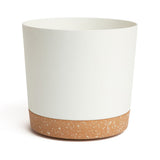 9.5" Contemporary Flower Pot with Saucer - Designer White