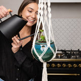 Deluxe Hand Woven Macrame Hanger with Beads - Obsidian Black