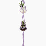 Deluxe Hand Woven Double Macrame Hanger - Lavender Purple