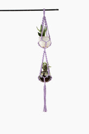 Deluxe Hand Woven Double Macrame Hanger - Lavender Purple