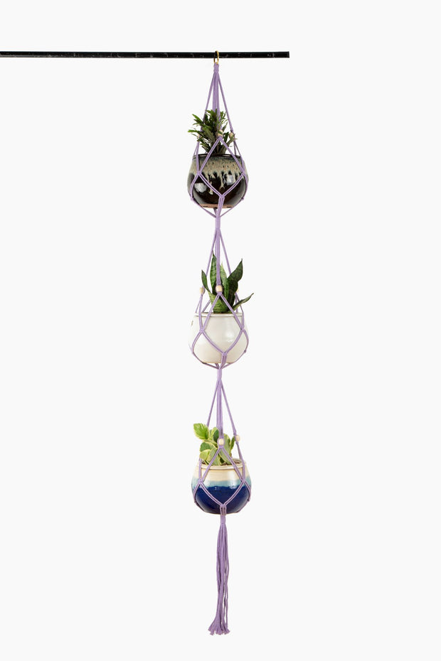 Deluxe Hand Woven Triple Macrame Hanger - Lavender Purple