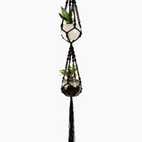 Deluxe Hand Woven Double Macrame Hanger - Obsidian Black