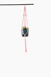 Deluxe Hand Woven Single Macrame Hanger - Rose Quartz