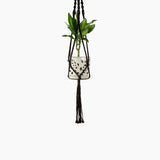 Deluxe Hand Woven Single Macrame Hanger - Obsidian Black
