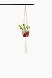 Deluxe Hand Woven Single Macrame Hanger - Linen White