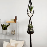 Deluxe Hand Woven Triple Macrame Hanger - Rose Quartz