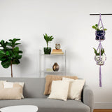 Deluxe Hand Woven Triple Macrame Hanger - Rose Quartz
