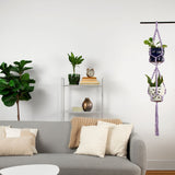 Deluxe Hand Woven Single Macrame Hanger - Linen White
