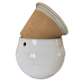10" White Diamond Teardrop Self Watering Pot