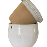 12" White Diamond Teardrop Self Watering Pot